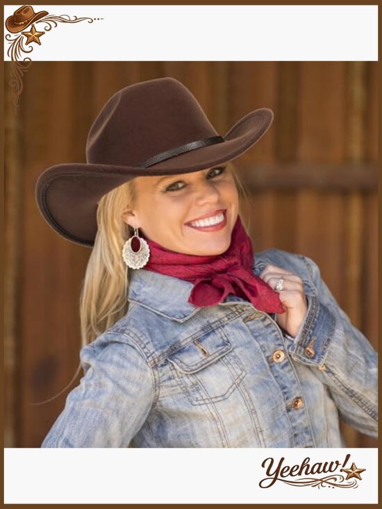 Adjustable Felt Cowboy Hat with Buckle Belt for Western Rodeo Outfits main image 7